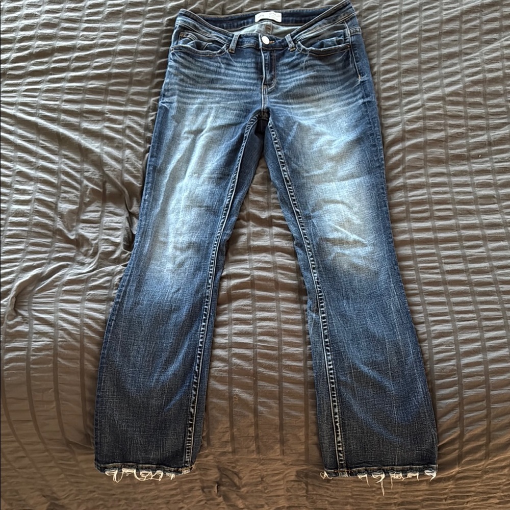 BKE Blue Boot Cut Jeans with Vintage Fading